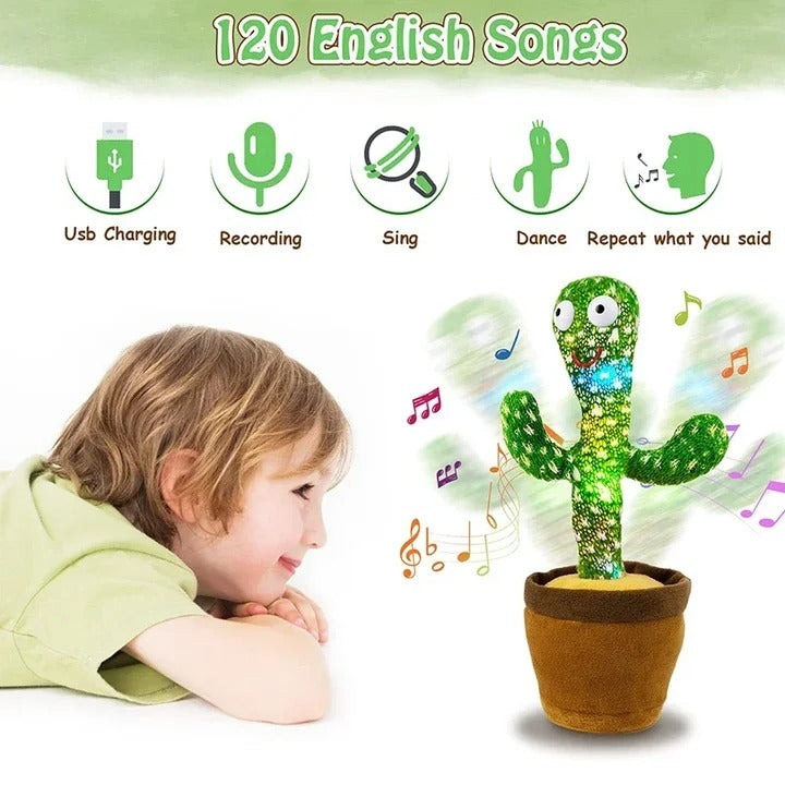 Dancing Cactus Toy – Singing, Talking, Voice Recording Plush with USB Rechargeable Function