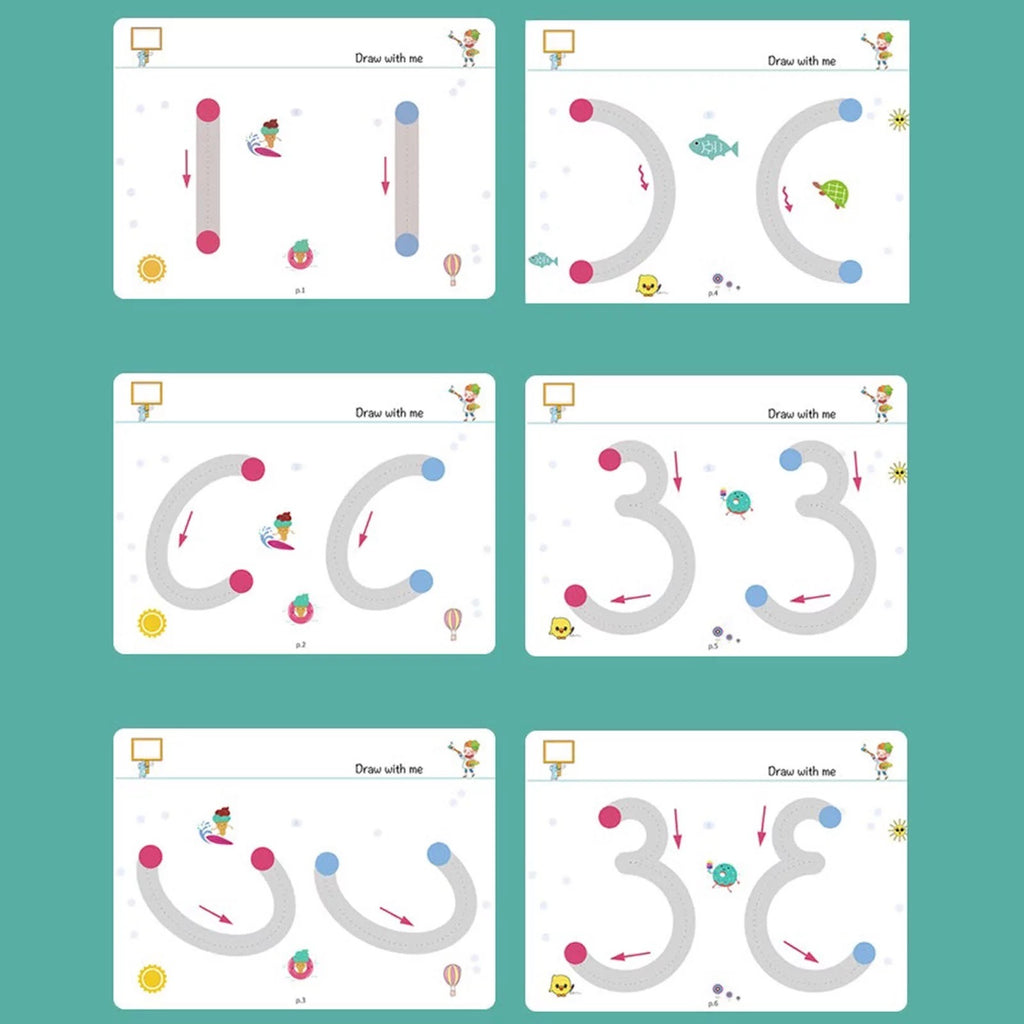 Magical Tracing Workbook Set for Kids – Reusable Learning to Write Alphabet, Numbers & Line Tracing Practice Book with Magic Pen