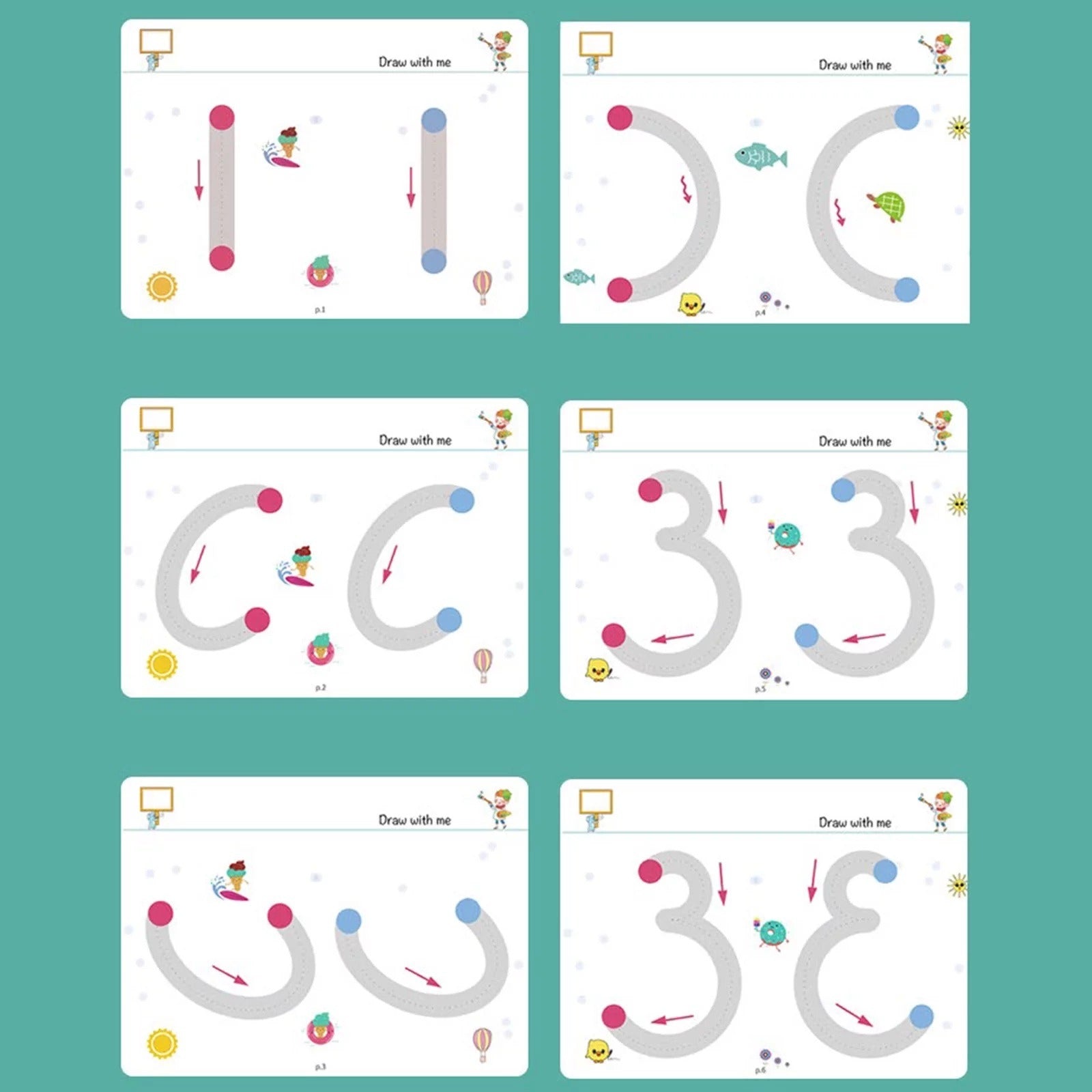 Magical Tracing Workbook Set for Kids – Reusable Learning to Write Alphabet, Numbers & Line Tracing Practice Book with Magic Pen